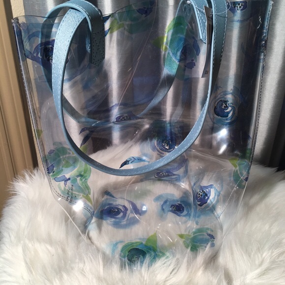 NWT twelvenyc Clear Blue Tote Bag Floral Stadium - Picture 3 of 4